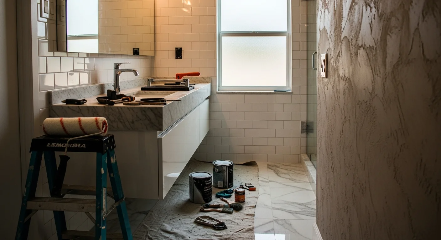 Newly renovated bathroom with modern fixtures and tile