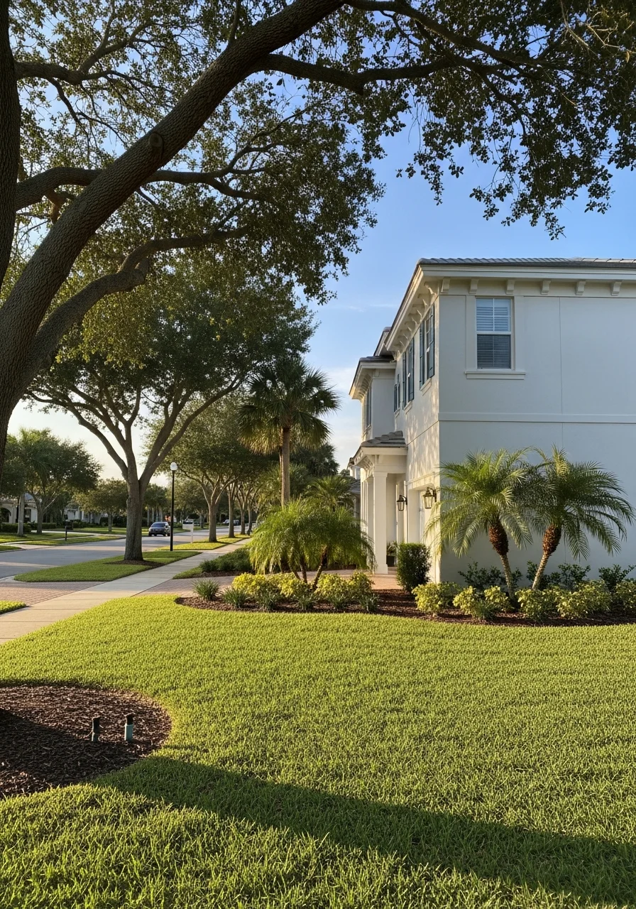 Palm Beach Gardens residential exterior showing high-end finishes, mature landscaping, and master-planned community aesthetic.