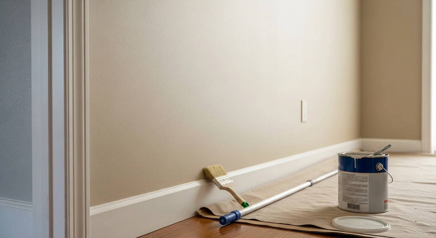 Interior walls and trim of a single-family home in Lake Worth, FL freshly painted in a neutral tone by Color Combinations Contracting. The room shows clean edges along the ceiling line and smooth coverage across the walls.